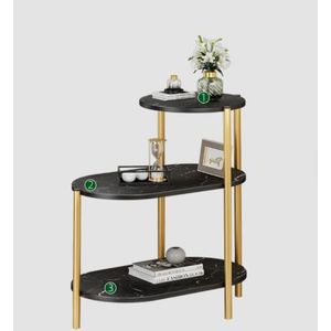 Table d'appoint à 3 niveaux, table d'appoint de salon avec étagère de rangement et table d'appoint en bois industriel