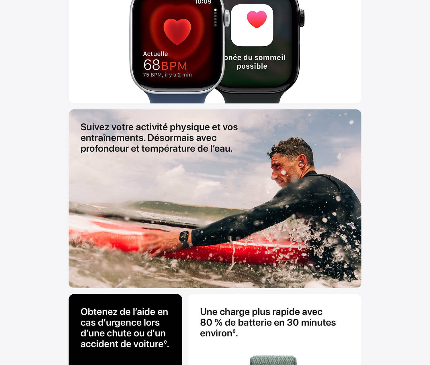 Apple Watch Series 10 GPS 46 Mm Boîtier En Aluminium Noir De Jais Avec Bracelet Sport Noir - M/L