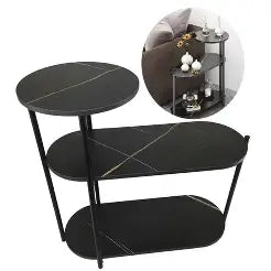 Table d'appoint à 3 niveaux, table d'appoint de salon avec étagère de rangement et table d'appoint en bois industriel