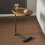Gm Table d appoint ovale 2 niveaux bois marron