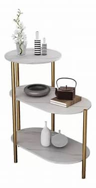 Table d'appoint à 3 niveaux, table d'appoint de salon avec étagère de rangement et table d'appoint en bois industriel