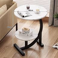 Gm Table D Appoint Ovale 2 Niveaux Bois Blanc Mabre