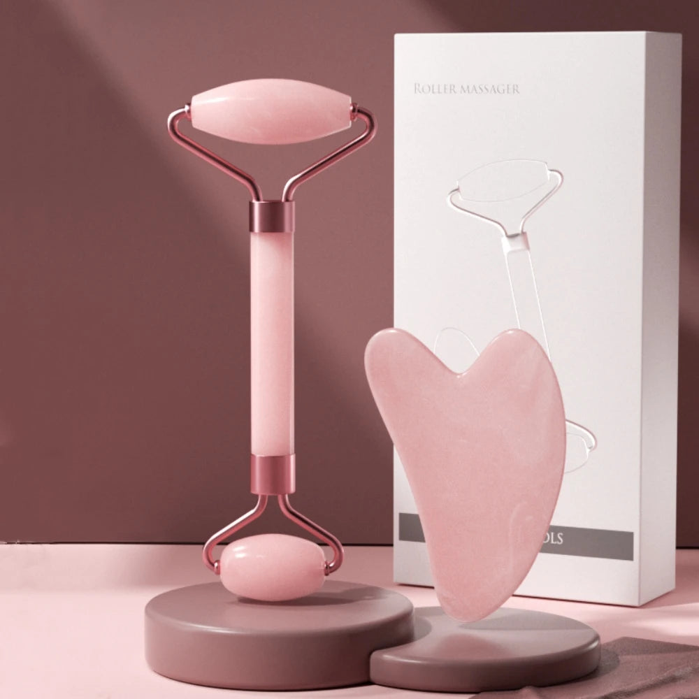 Rouleau de Massage pour le visage, planche Guasha, grattoir en résine, dissolvant de rides, rouleau de Massage pour le Lifting du visage, outils de soins de la peau mince, 2 pièces