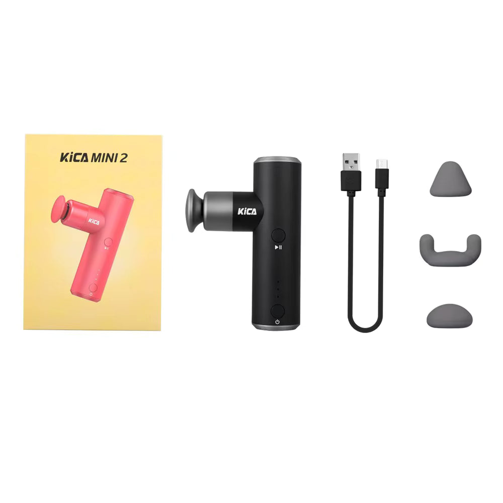 KiCA Mini 2-Pistolet Fascia pour le sport, odorportable en aluminium, 3000 pliable, haute vitesse profonde, 3 têtes de massage, 4 vitesses, 195g