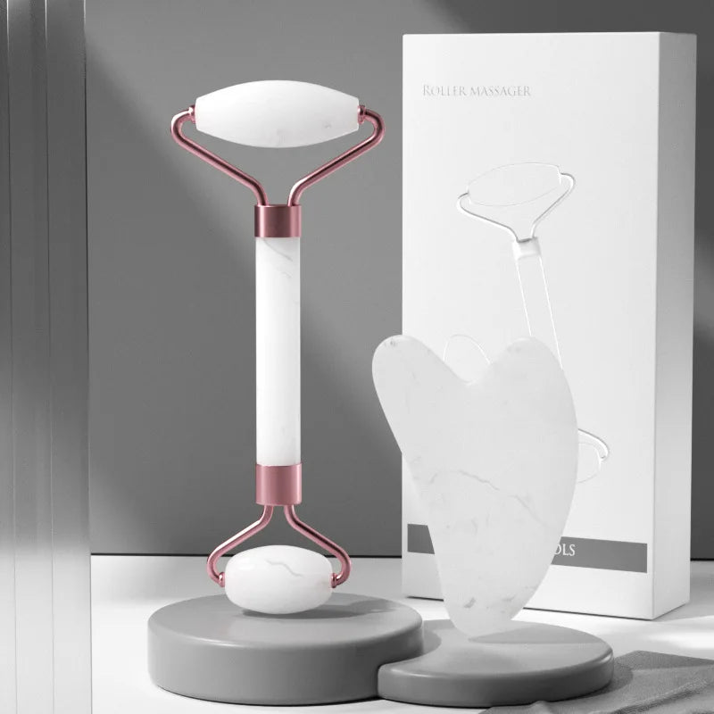 Rouleau de Massage pour le visage, planche Guasha, grattoir en résine, dissolvant de rides, rouleau de Massage pour le Lifting du visage, outils de soins de la peau mince, 2 pièces