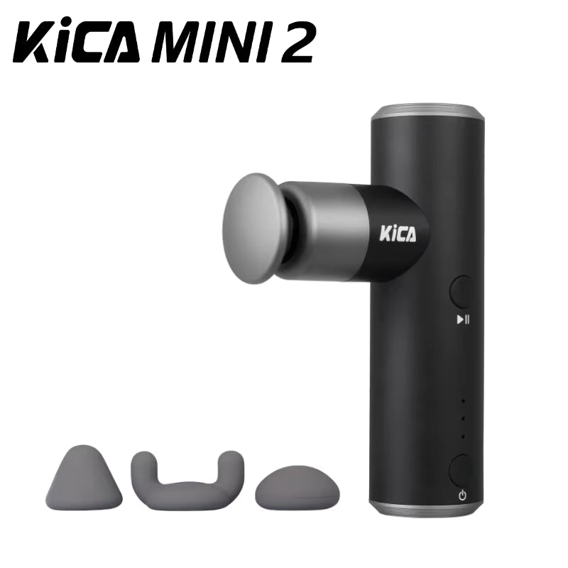 KiCA Mini 2-Pistolet Fascia pour le sport, odorportable en aluminium, 3000 pliable, haute vitesse profonde, 3 têtes de massage, 4 vitesses, 195g