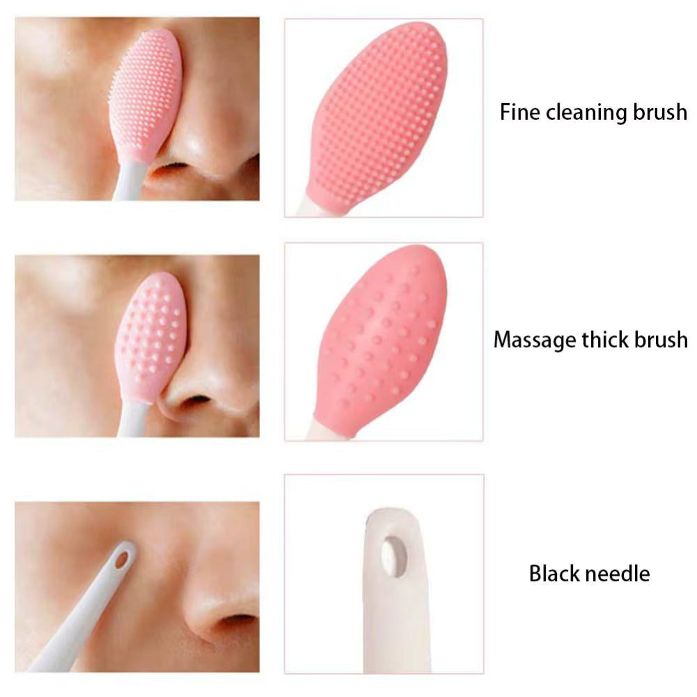 Brosse de lavage du visage en Silicone, soins de beauté pour la peau, exfoliante du nez, nettoyage des points noirs, outils avec tête de remplacement, 1 pièce/4 pièces