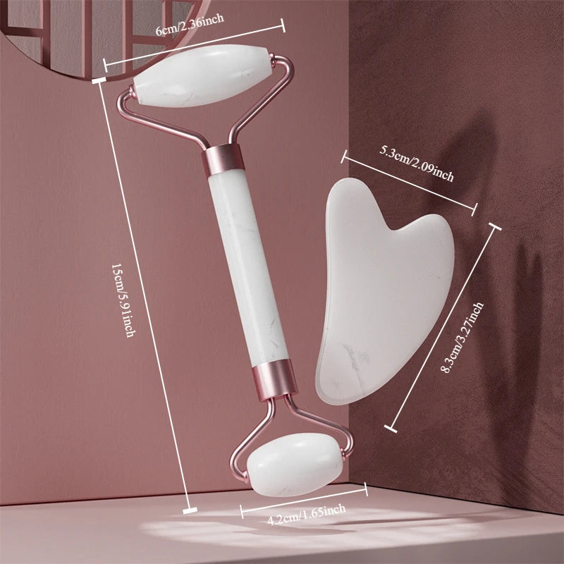 Rouleau de Massage pour le visage, planche Guasha, grattoir en résine, dissolvant de rides, rouleau de Massage pour le Lifting du visage, outils de soins de la peau mince, 2 pièces