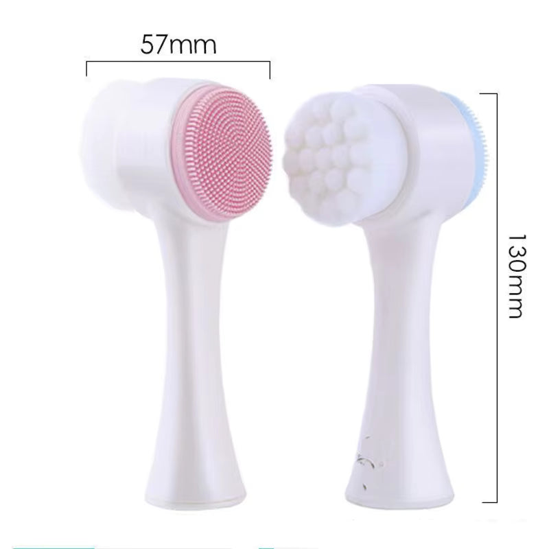 Brosse de nettoyage du visage Double Silicone 3D, Massage manuel, brosse pour le visage, exfoliant à poils souples, brosse de lavage du visage Double face